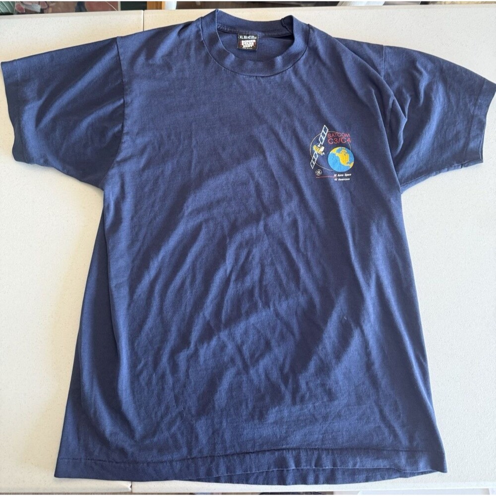 Vtg 90s GE Astro Space SATCOM C3/C4 Satellite Mission T-Shirt XL Single Stitch